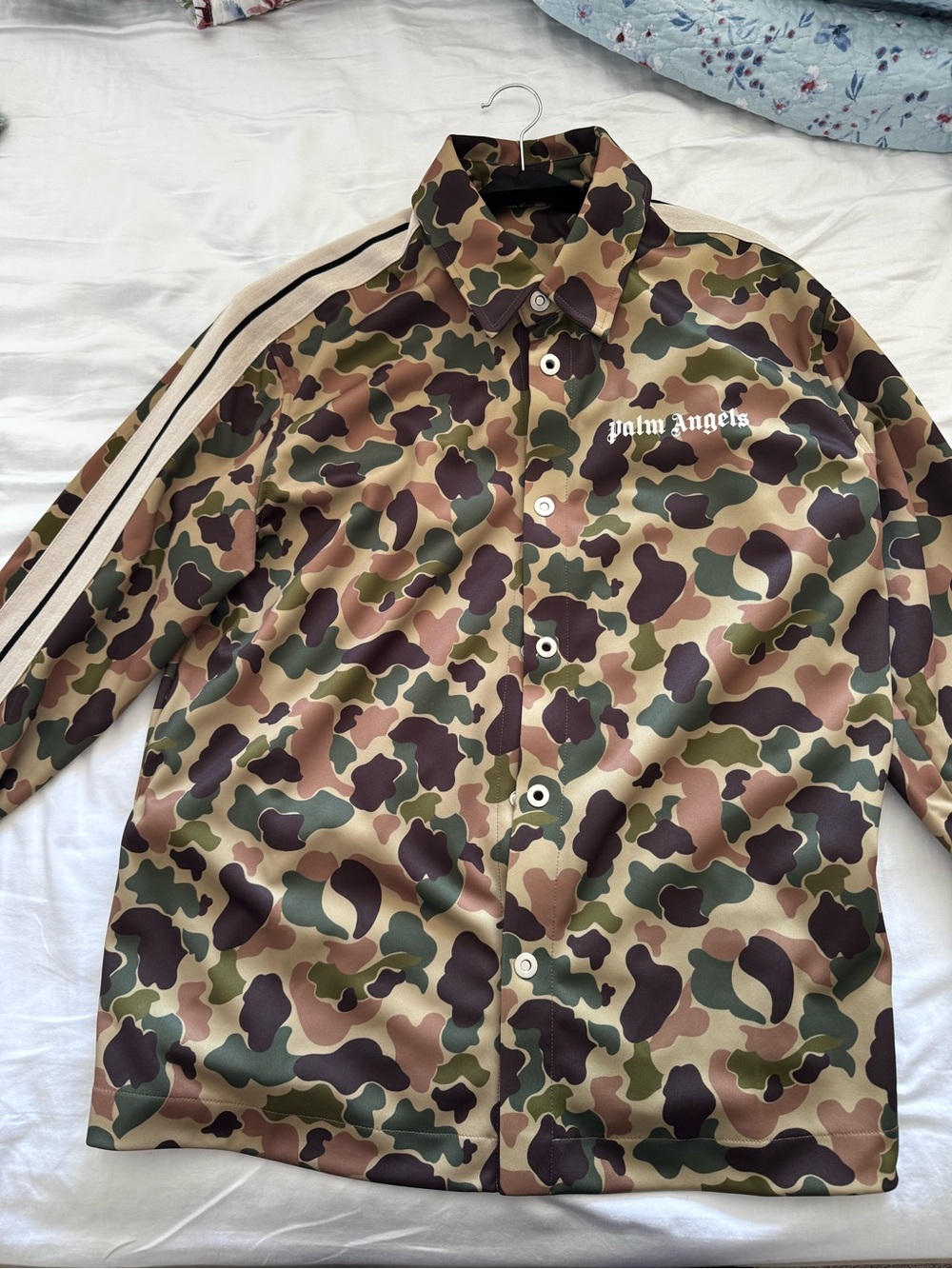 Palm Angels Men’s Camo Coach Jacket - Green/Brown/Black